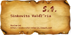 Sinkovits Valéria névjegykártya